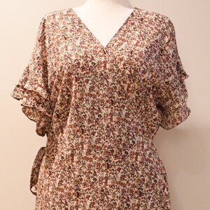 Max Studio Ruffle Crepe Hi-Low Wrap Midi Dress (1X)